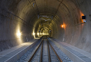 The Lötschberg Base Tunnel, with a total length of 32.5 km