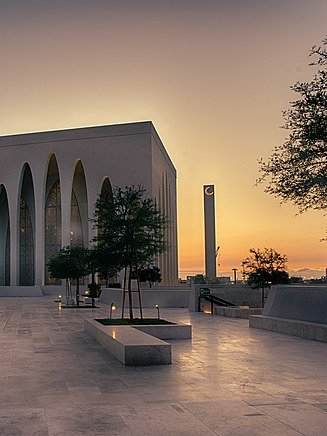 Stand-alone building in the sunset