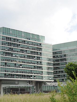 Office building with 12 floors and glass facade