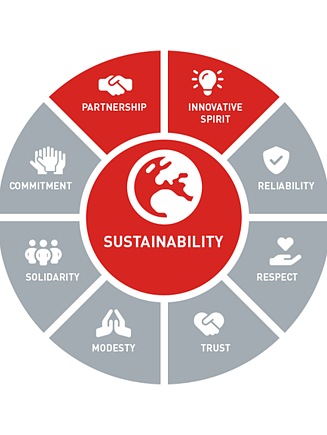 Value chart with nine key values of STRABAG SE