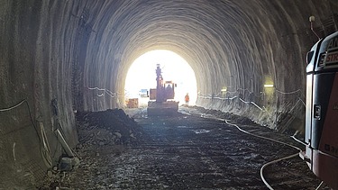 Construction equipment operating inside the Gladnijci Tunnel as  preparatory works progress ahead of excavation