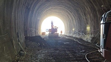 Construction equipment operating inside the Gladnijci Tunnel as  preparatory works progress ahead of excavation