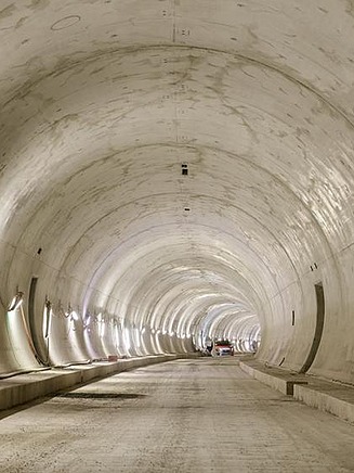 An empty, newly built tunnel tube