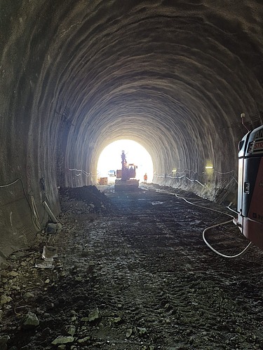 Construction equipment operating inside the Gladnijci Tunnel as  preparatory works progress ahead of excavation