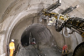 Conventional tunnelling works in the south tube of the Koralm Railway Tunnel.