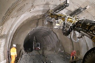 Conventional tunnelling works in the south tube of the Koralm Railway Tunnel.